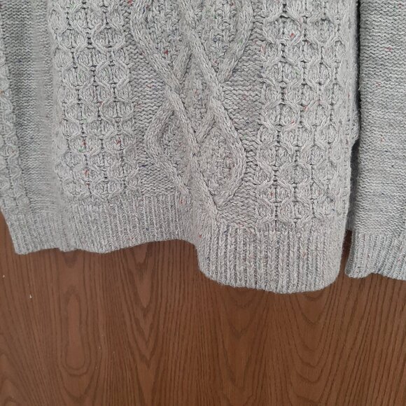 Lands' End Women's Cotton Wool Blend Gray Cable Knit Sweater Medium (10-12) - Picture 4 of 6